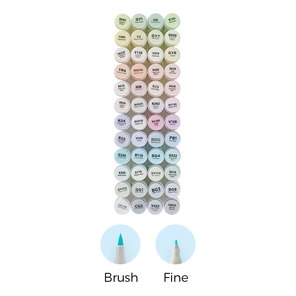 Ohuhu Honolulu New 48 Pastel Colors Dual Tips Alcohol Art Markers - Blossoming