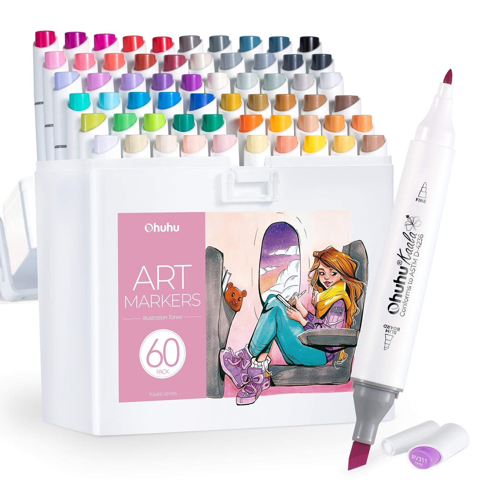 Ohuhu Kaala Dual Tips Alcohol Art Markers- 60 Colors Illustrations