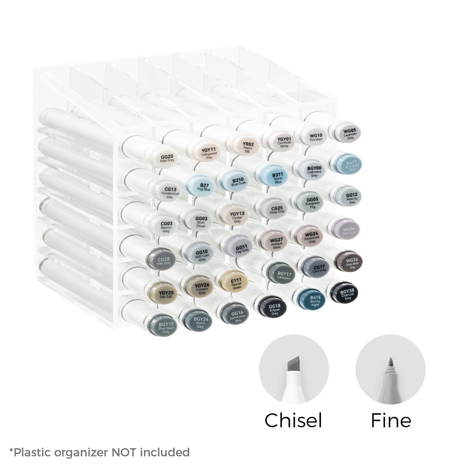 Ohuhu Oahu 36 Gray Tone Colors Dual Tips Alcohol Art Markers Set, Fine & Chisel (New Version)